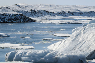 Glacier lagoon jokulsarlon in iceland in wintertime
