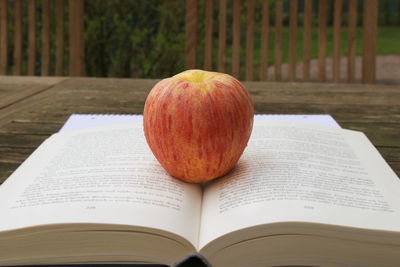 Close-up of apple on table