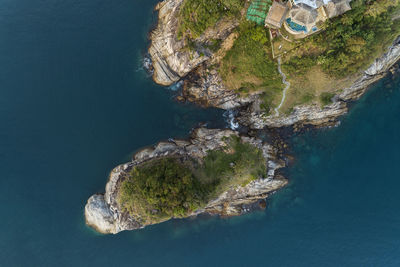 Aerial view of island at sea 