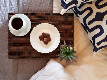 High angle view of coffee on table