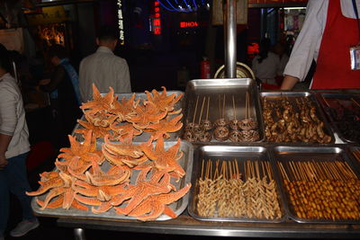 Food for sale at market stall