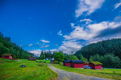 Scenic view of landscape against blue sky