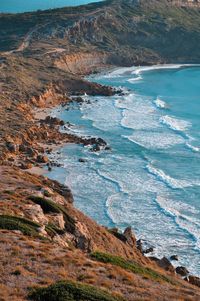 High angle view of beach