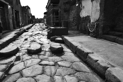 Narrow alley along buildings