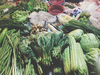 Full frame shot of various vegetables at market stall