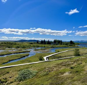 Panoramic view of the nature in the area of the iceland rift valley.