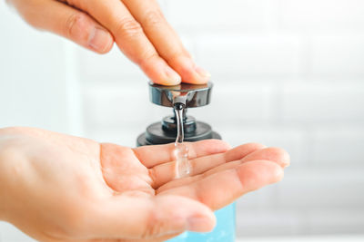 Close-up of person holding hands