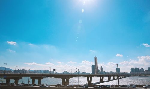 Wonhyo bridge over han river against sky on sunny day