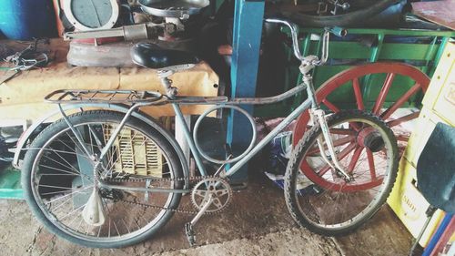 Bicycle parked at roadside