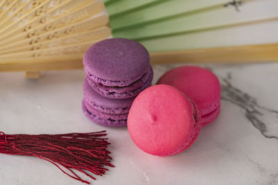 Close-up of delicious macaroon, a famous french dessert. 