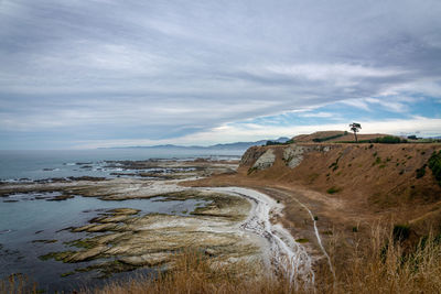 Scenic view of beach against sky