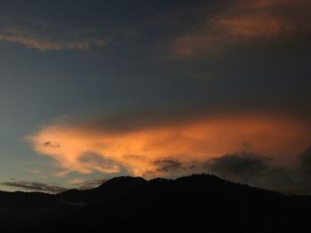 Silhouette mountains against sky during sunset