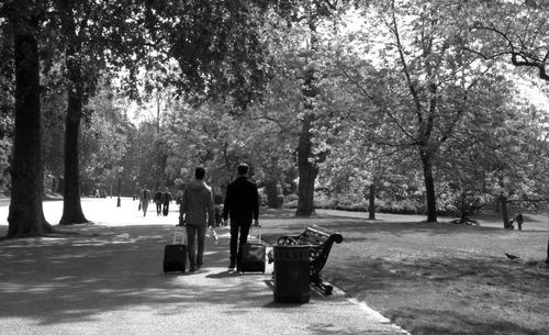 People walking in park