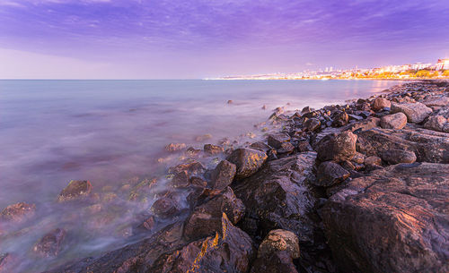 Scenic view of sea against sky during sunset