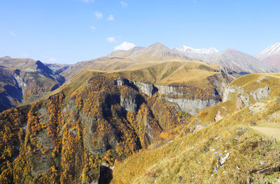 Panoramic view of landscape and mountains against sky