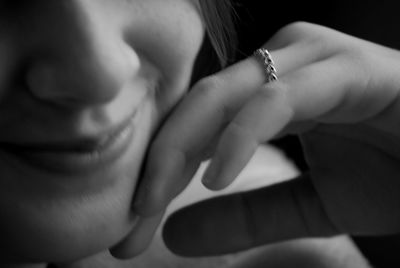 Midsection of woman with hands