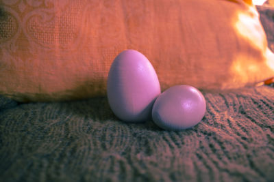 Close-up of eggs on table