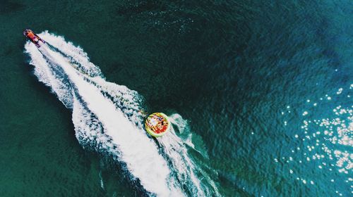 High angle view of people playing aquatic sport