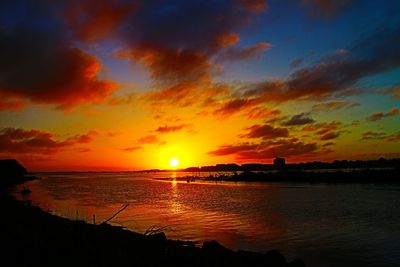 Scenic view of sunset over sea