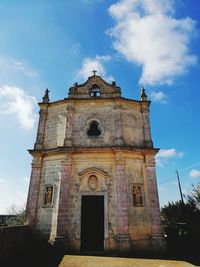 Low angle view of church against cloudy sky