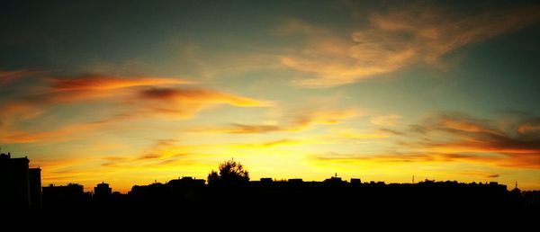 Silhouette trees against sky during sunset