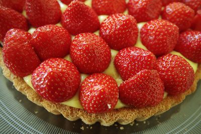 Close-up of strawberry cake