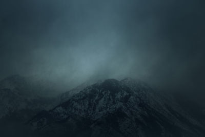 Scenic view of volcanic mountain against sky