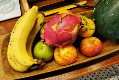 High angle view of fruits on table