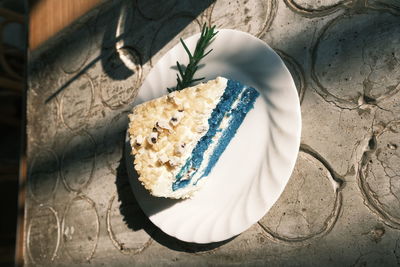 High angle view of cake on table