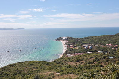 High angle view of sea against sky