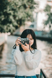 Woman photographing