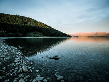 Scenic view of lake against sky