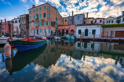 Reflection of buildings in water