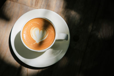 High angle view of coffee on table