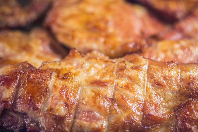 Full frame shot of meat on barbecue