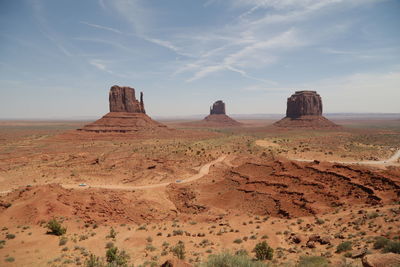 Rock formations in desert against sky