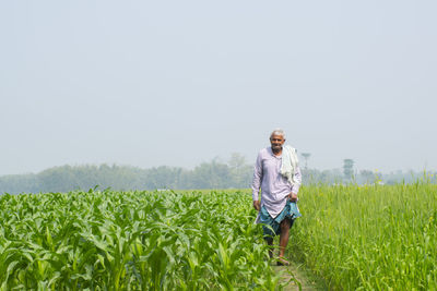 Indian farmer at farm land