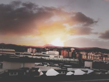 Clouds over mountain range