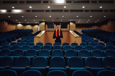 View of empty chairs in stadium