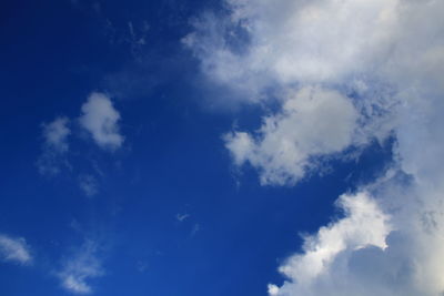 Low angle view of clouds in blue sky