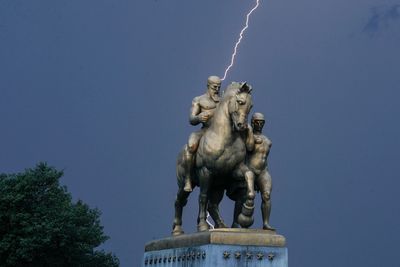 Low angle view of statue against clear sky