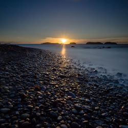 Scenic view of sea at sunset