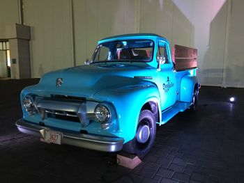 Vintage car on illuminated truck