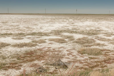 Scenic view of land against clear sky