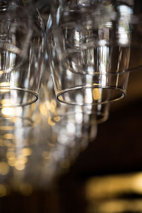 Close-up of beer glass on table