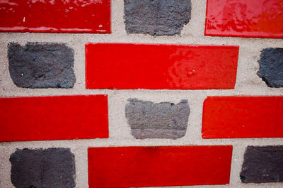 Close-up of multi colored brick wall