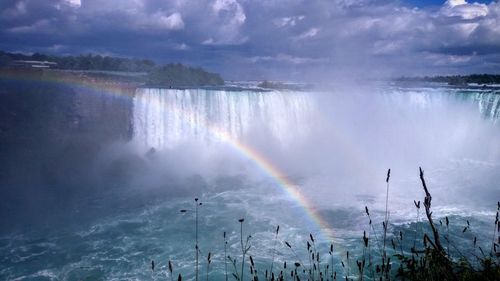 Scenic view of rainbow against sky