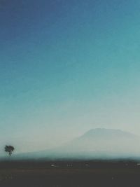 Scenic view of landscape against clear blue sky