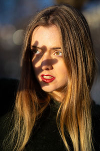 Close-up portrait of a beautiful young woman