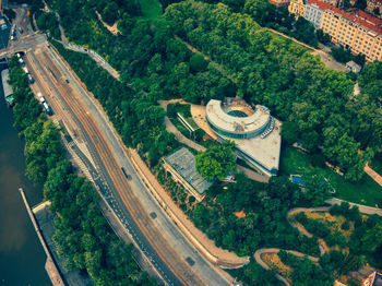 Aerial view of havas building in prague expo 58